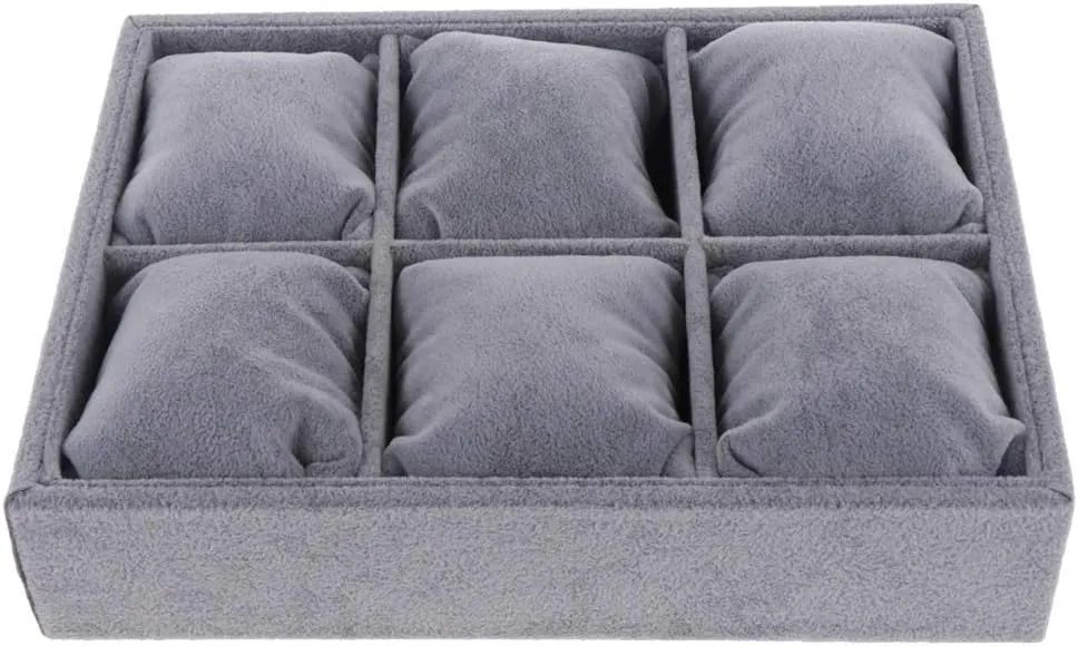 6Slots Jewelry Display Tray Case Organizer for Watch Bracelet Holder Storage