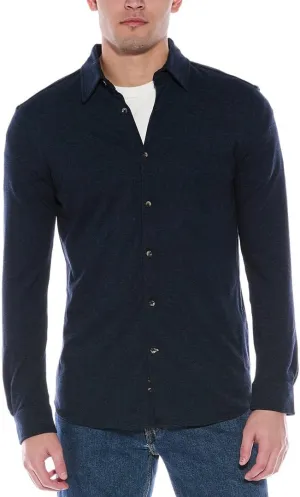 7 For All Mankind Mens Pique Shirt, S, Blue