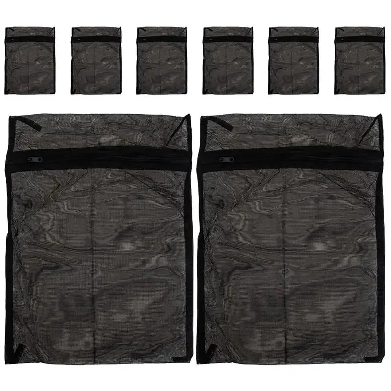 8 Pcs Black Laundry Bag Lingerie Mesh Bags Washing Machine Sock Protective Polyester Travel Garment Delicates Laundry Bag