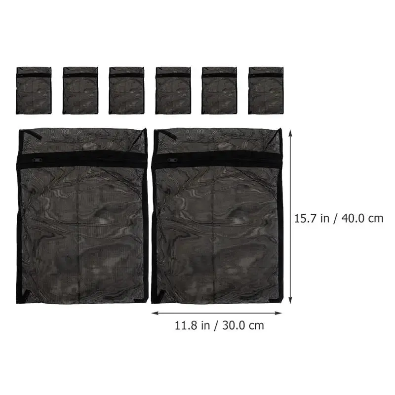8 Pcs Black Laundry Bag Lingerie Mesh Bags Washing Machine Sock Protective Polyester Travel Garment Delicates Laundry Bag