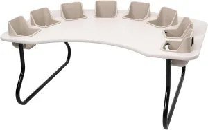 8-Seat Feeding Table, Natural Linen Top, Sand Seats