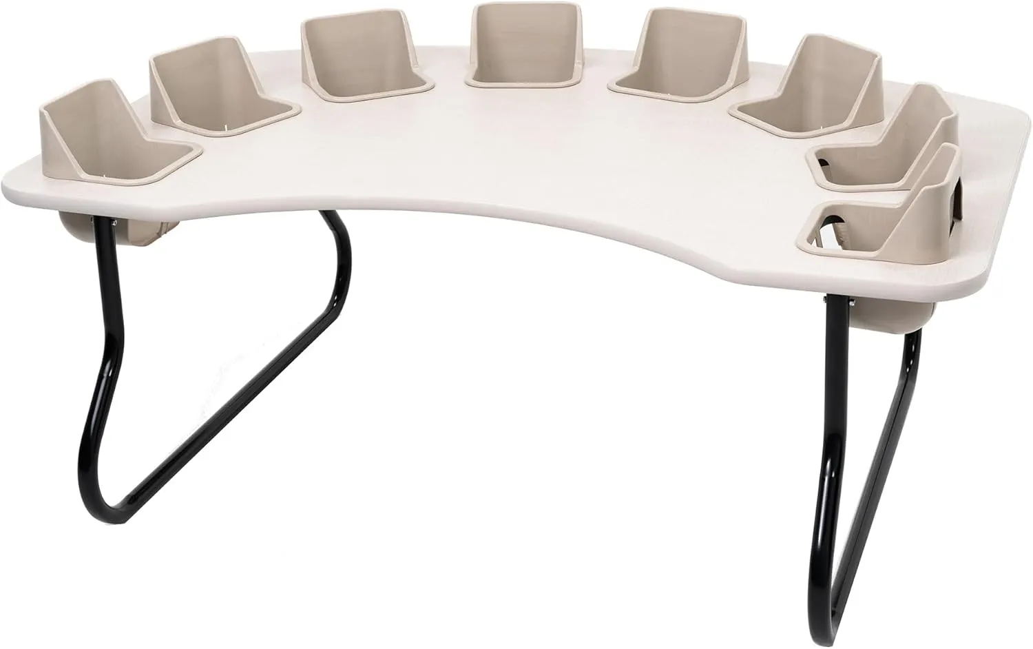 8-Seat Feeding Table, Natural Linen Top, Sand Seats