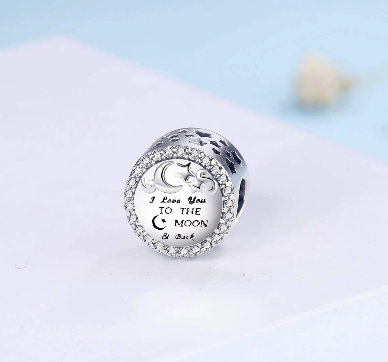 925 Sterling Silver Charm Fit for Pandora Charms Bracelet Necklace I Love You to the Moon and Back Charm Gifts for Women