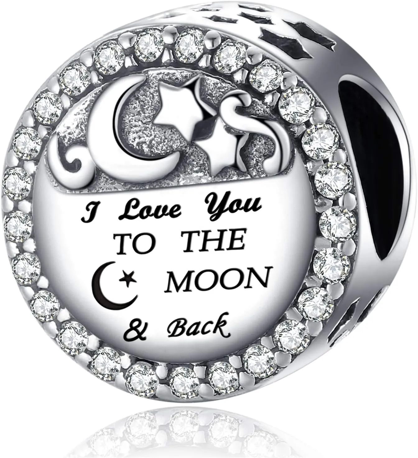 925 Sterling Silver Charm Fit for Pandora Charms Bracelet Necklace I Love You to the Moon and Back Charm Gifts for Women