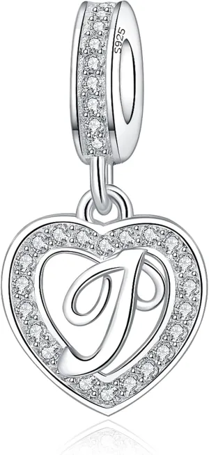 925 Sterling Silver Letter Charms A~Z Alphabet Charm Letter Beads fit Pandora European Bracelets fit Wife Mom Christmas Birthday Gift