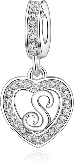 925 Sterling Silver Letter Charms A~Z Alphabet Charm Letter Beads fit Pandora European Bracelets fit Wife Mom Christmas Birthday Gift