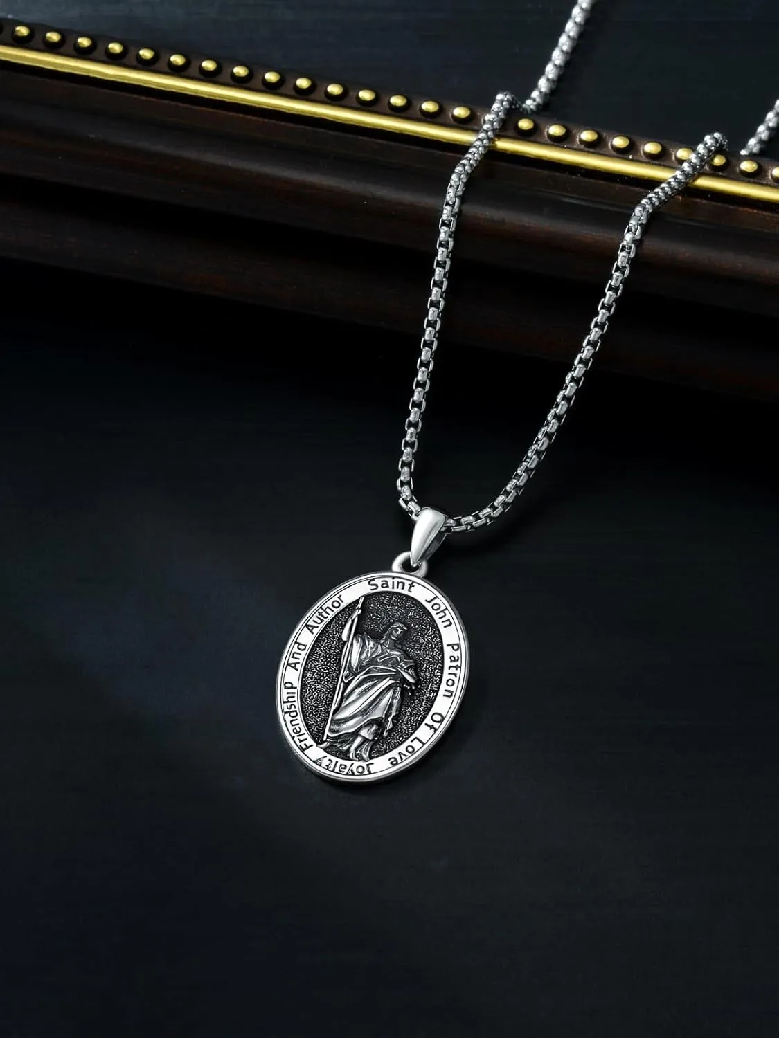 925 Sterling Silver St Michael/St Raphael/St Jude/St Christopher/St Benedict Crucifix Pendant Necklace Religious Amulet Jewelry Gift for Men Women