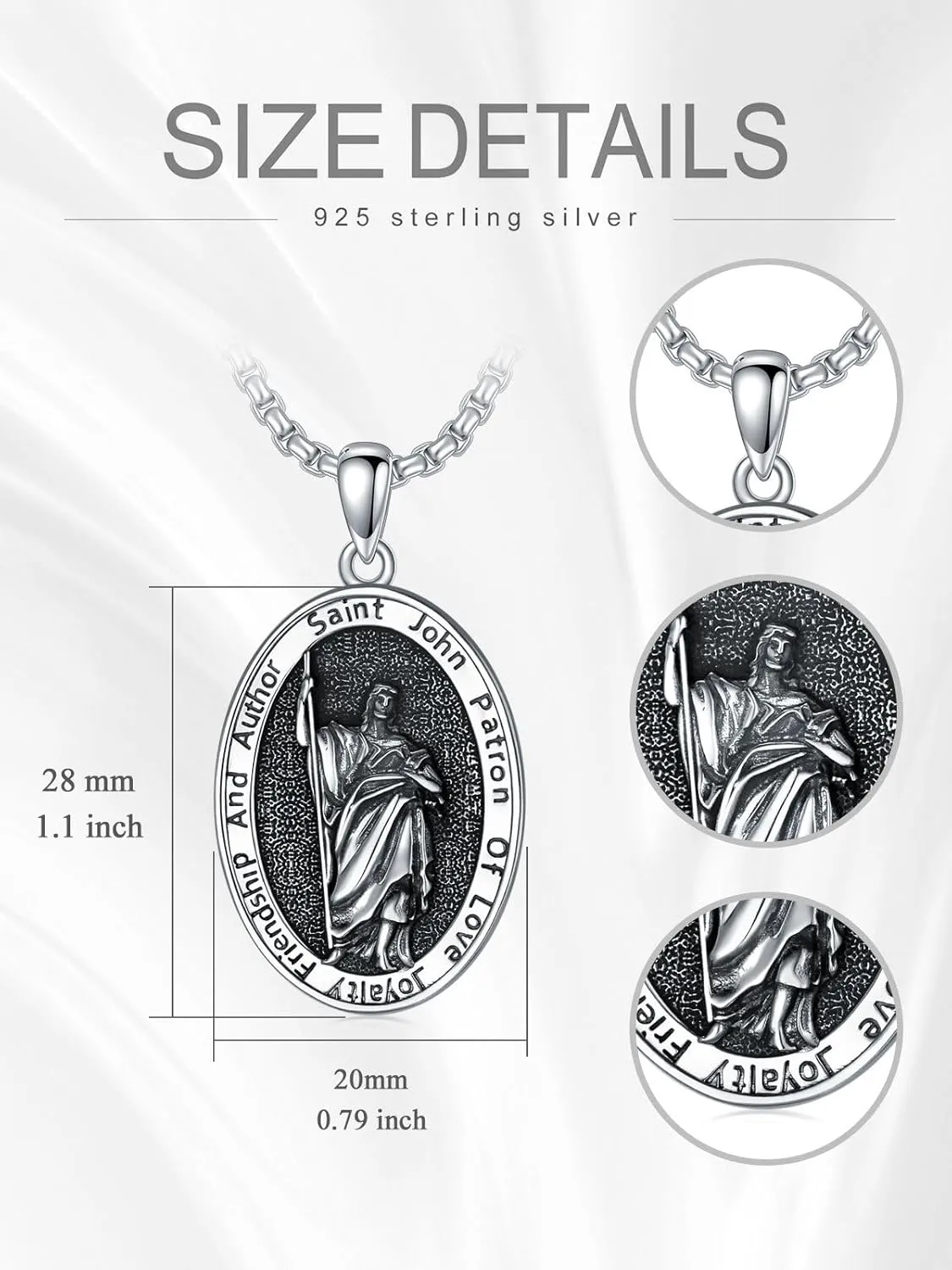 925 Sterling Silver St Michael/St Raphael/St Jude/St Christopher/St Benedict Crucifix Pendant Necklace Religious Amulet Jewelry Gift for Men Women