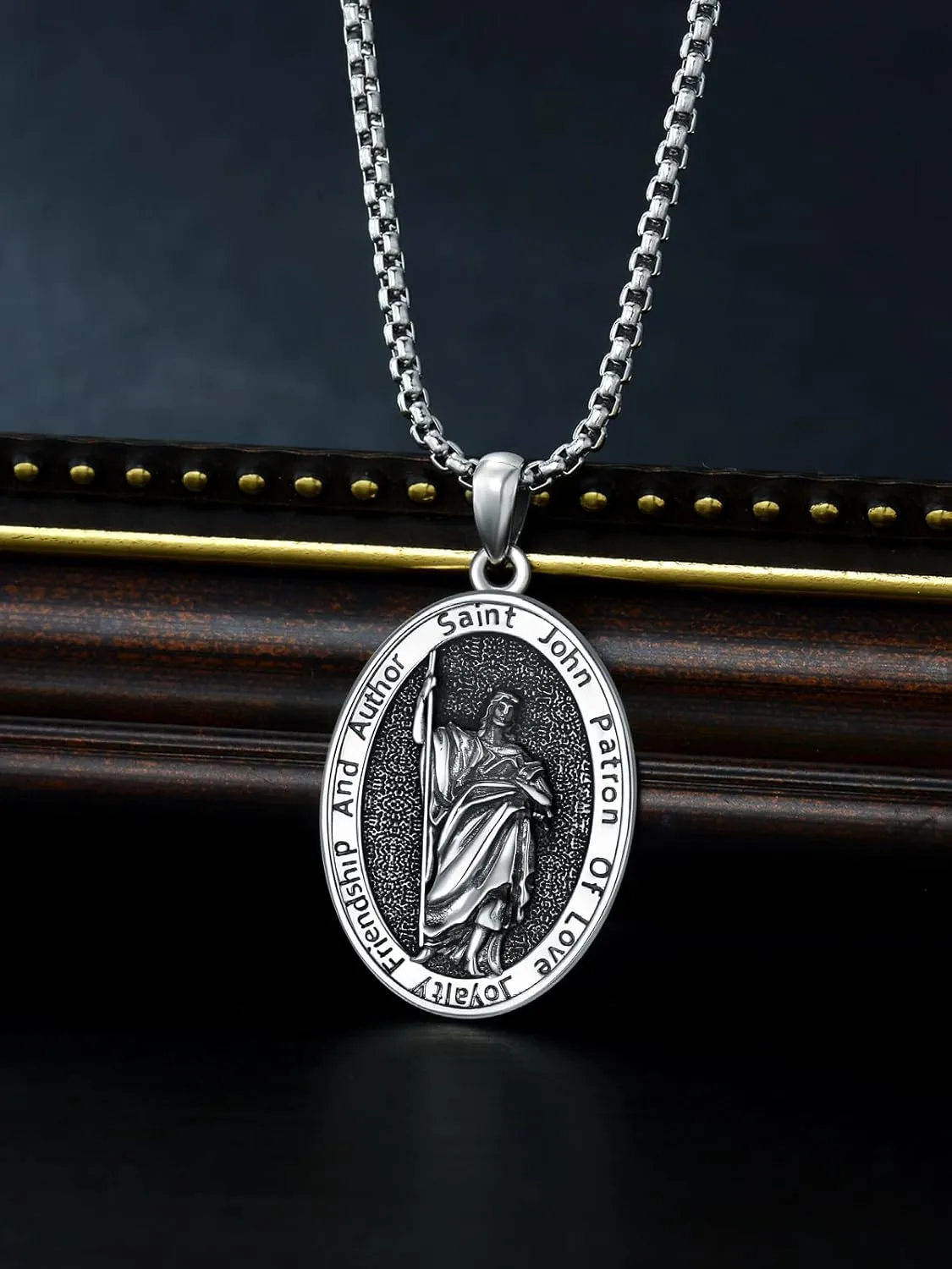 925 Sterling Silver St Michael/St Raphael/St Jude/St Christopher/St Benedict Crucifix Pendant Necklace Religious Amulet Jewelry Gift for Men Women