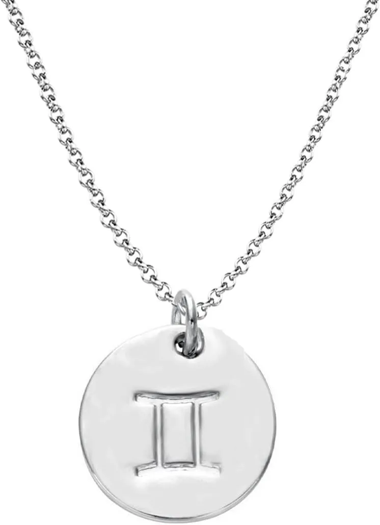 925 Sterling Silver Zodiac Necklace Disc Charm Necklace Gift for Your Wife Girlfriend or Family Member