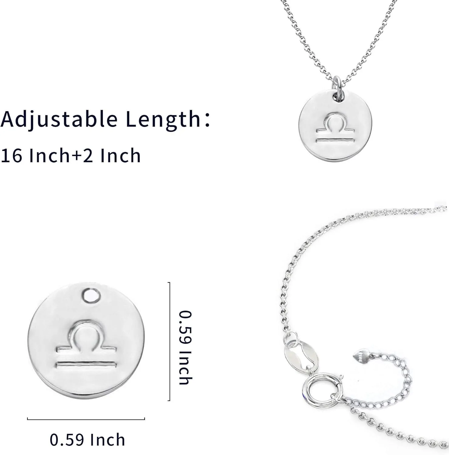 925 Sterling Silver Zodiac Necklace Disc Charm Necklace Gift for Your Wife Girlfriend or Family Member