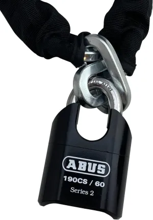 ABUS Hardened Steel 10KS 6 Foot x 5/16" Thick Square Security Chain with ABUS 190CS/60 High Security Solid Steel Combination Padlock, for Bikes, Containers, Trailers, ATV's, Motorcycle