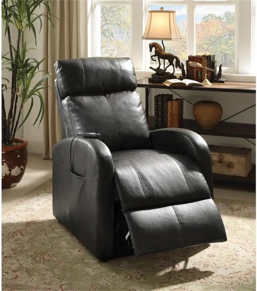 Acme Ricardo Faux Leather Tufted Upholstered Recliner with Power Lift in Brown