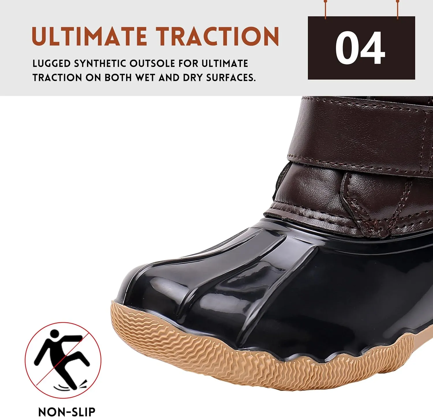 Ahannie Kids Boys Girls Winter Duck Boot, Youth Outdoor Two Tone Fashion Waterproof Rain Boot (Toddler/Little Kid/Big Kid)