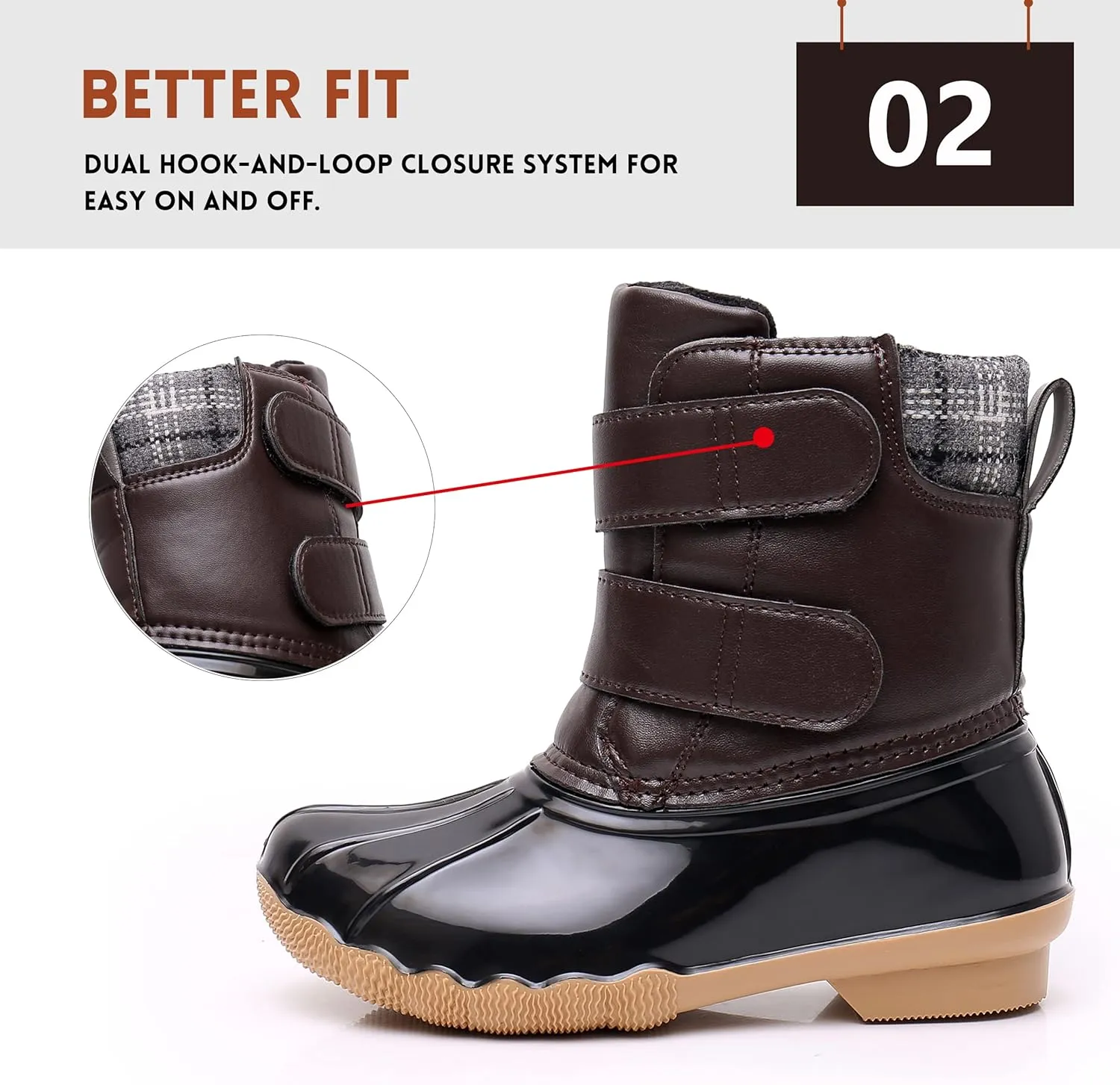 Ahannie Kids Boys Girls Winter Duck Boot, Youth Outdoor Two Tone Fashion Waterproof Rain Boot (Toddler/Little Kid/Big Kid)