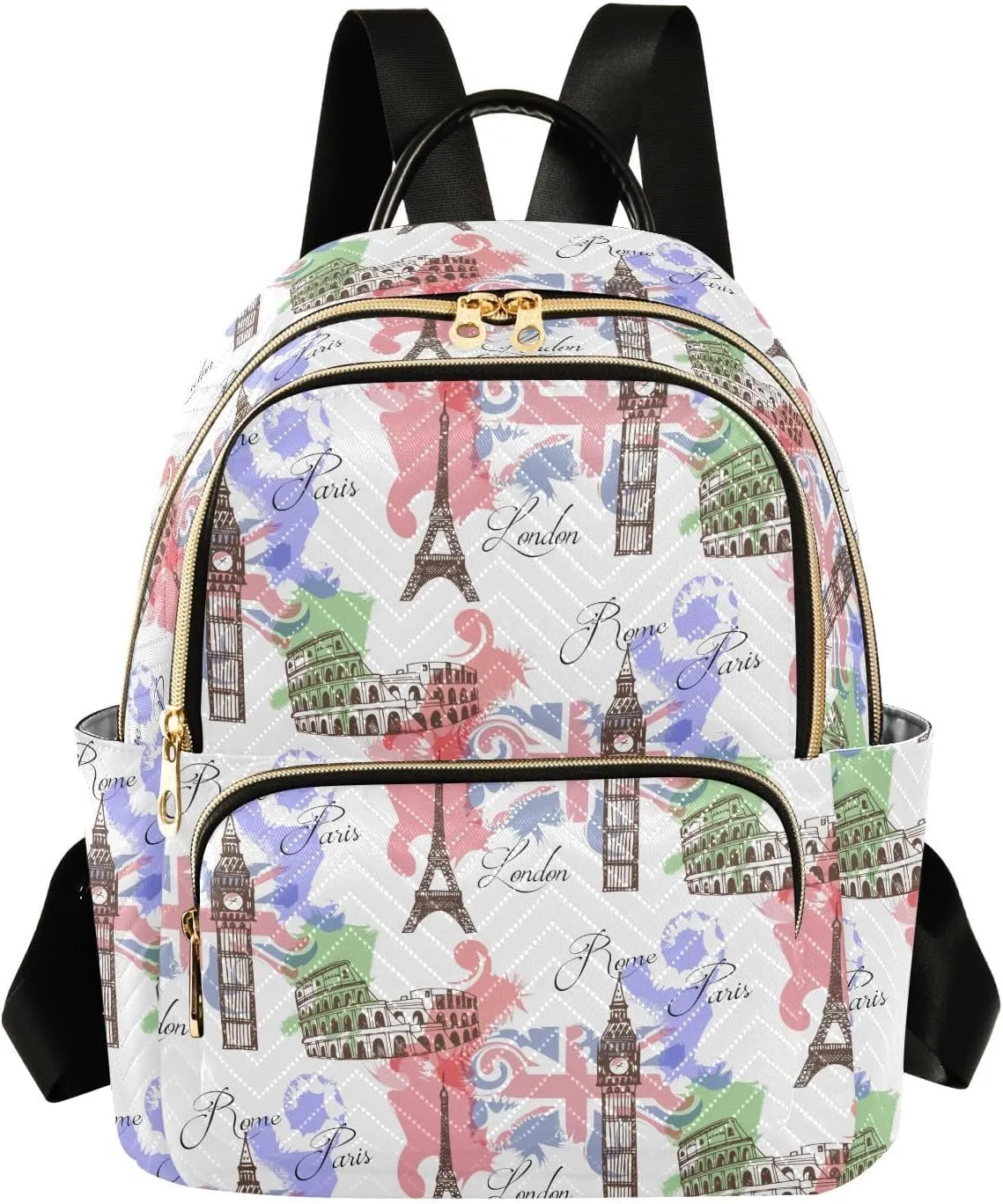 ALAZA Eiffel Tower Big Ben Famous Landmarks Of Europe Women Backpack Purse Shoulder Bag