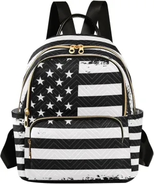 ALAZA Grunge Usa American Flag White & Black Mini Backpack Purse for Women Travel Bag Fashion Daypack Back Pack Shoulder Bag