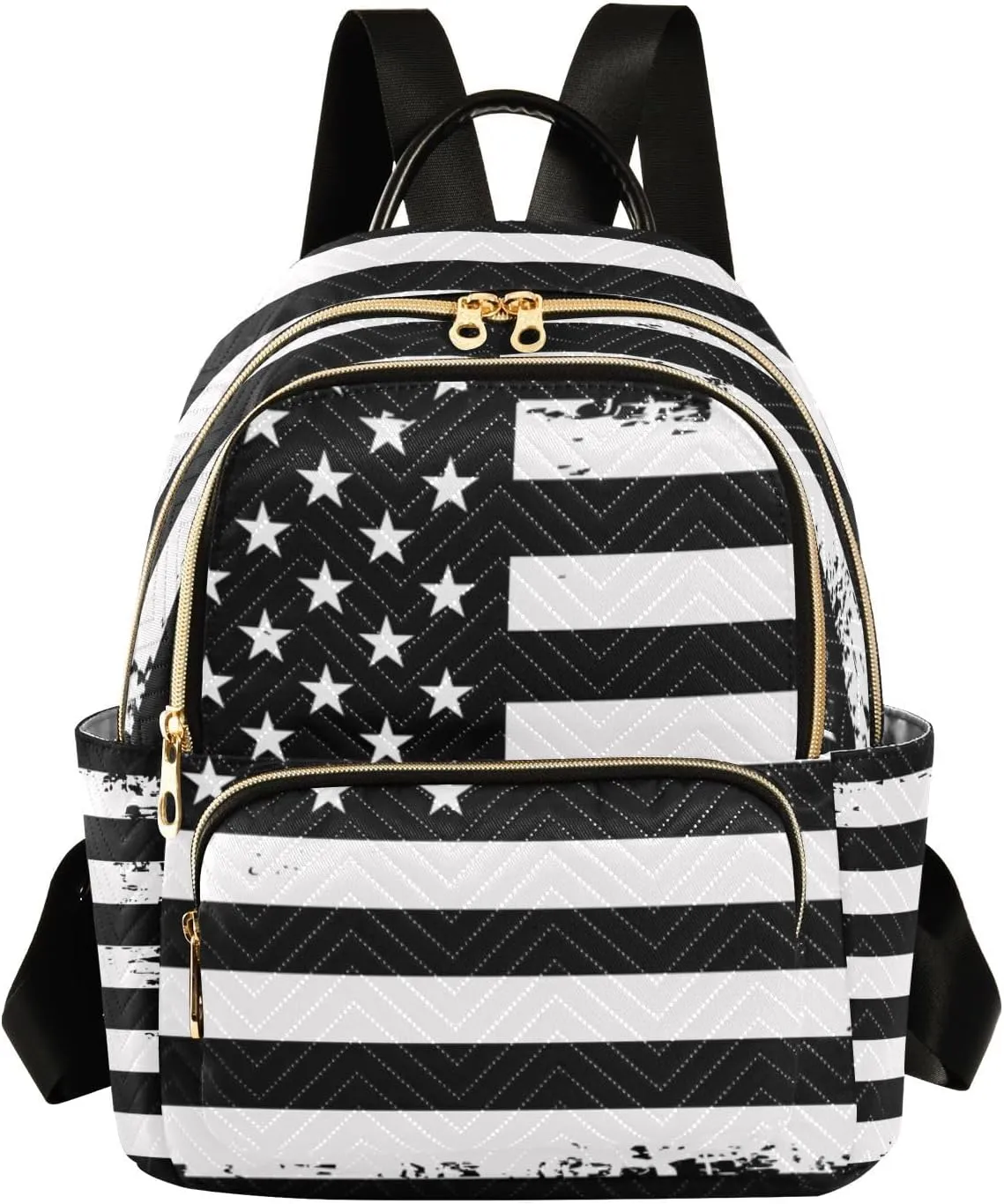 ALAZA Grunge Usa American Flag White & Black Mini Backpack Purse for Women Travel Bag Fashion Daypack Back Pack Shoulder Bag