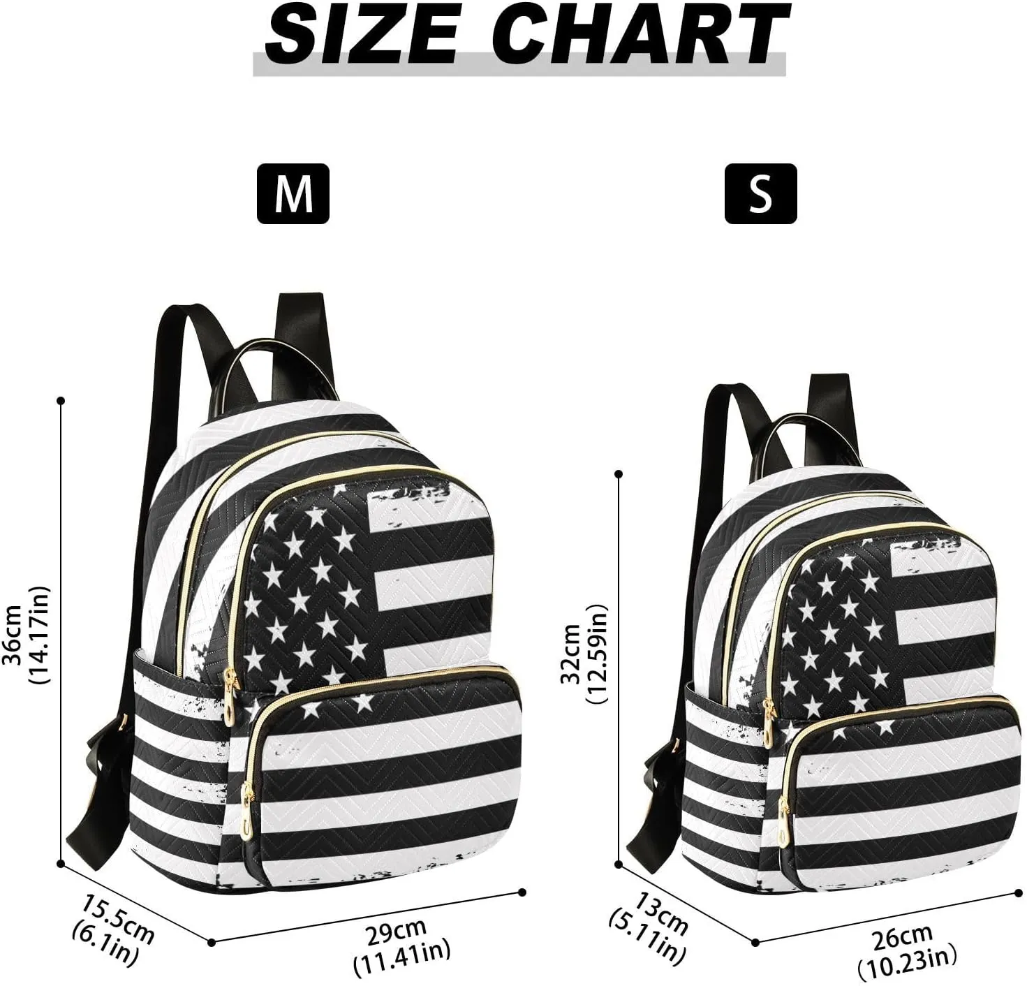 ALAZA Grunge Usa American Flag White & Black Mini Backpack Purse for Women Travel Bag Fashion Daypack Back Pack Shoulder Bag