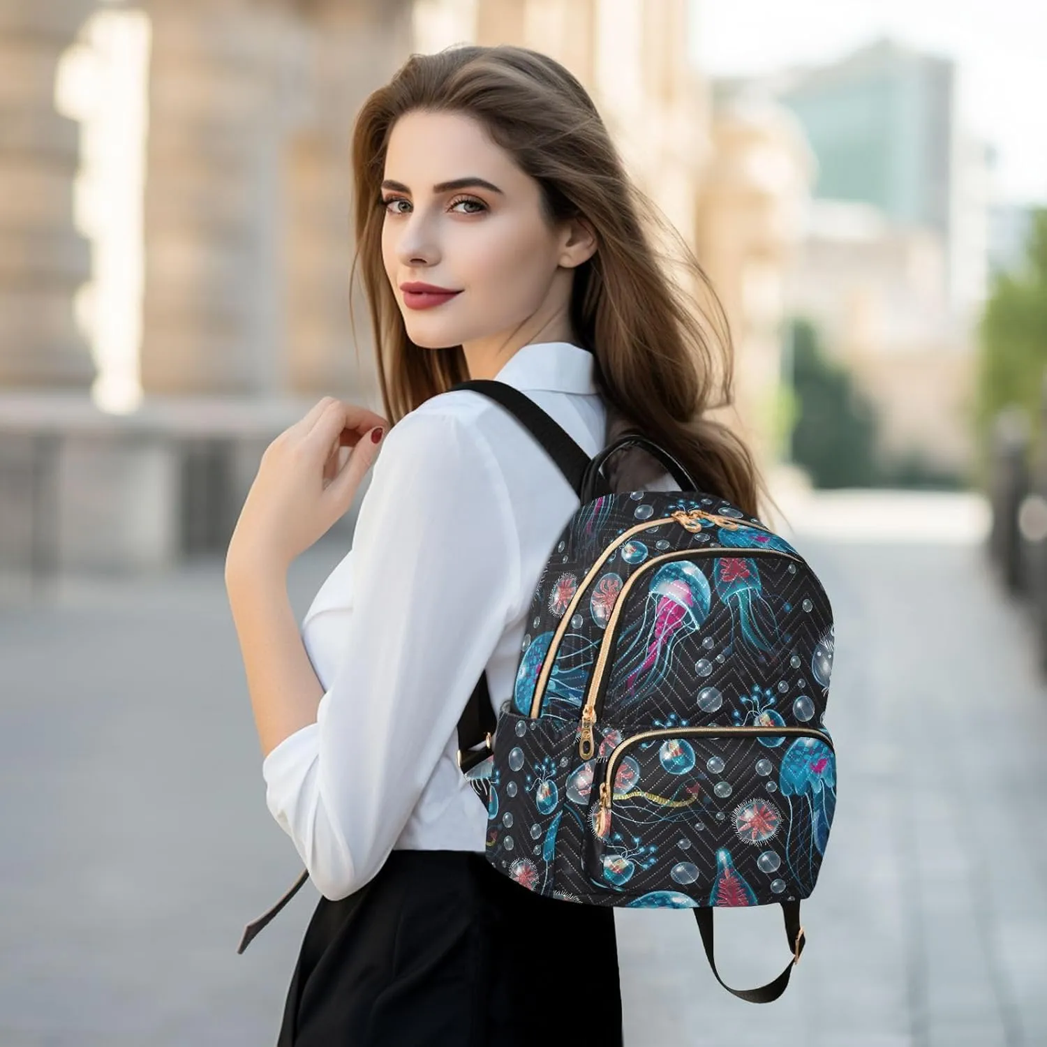 ALAZA Jellyfish Corals Seaweed Women Backpack Purse Shoulder Bag
