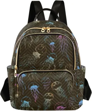 ALAZA Jellyfish with Stinging Cells Float in Space Women Backpack Purse Shoulder Bag