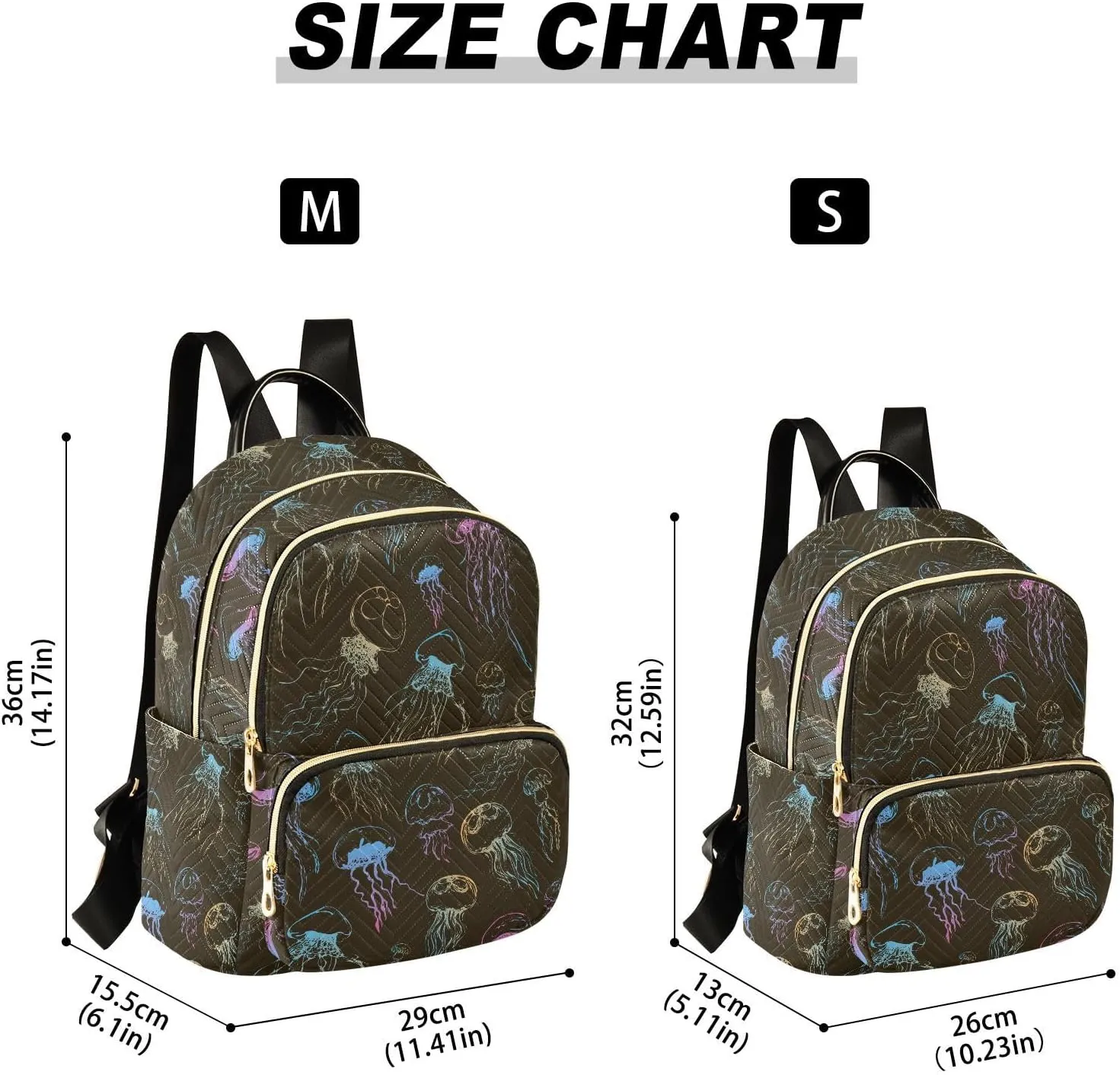 ALAZA Jellyfish with Stinging Cells Float in Space Women Backpack Purse Shoulder Bag