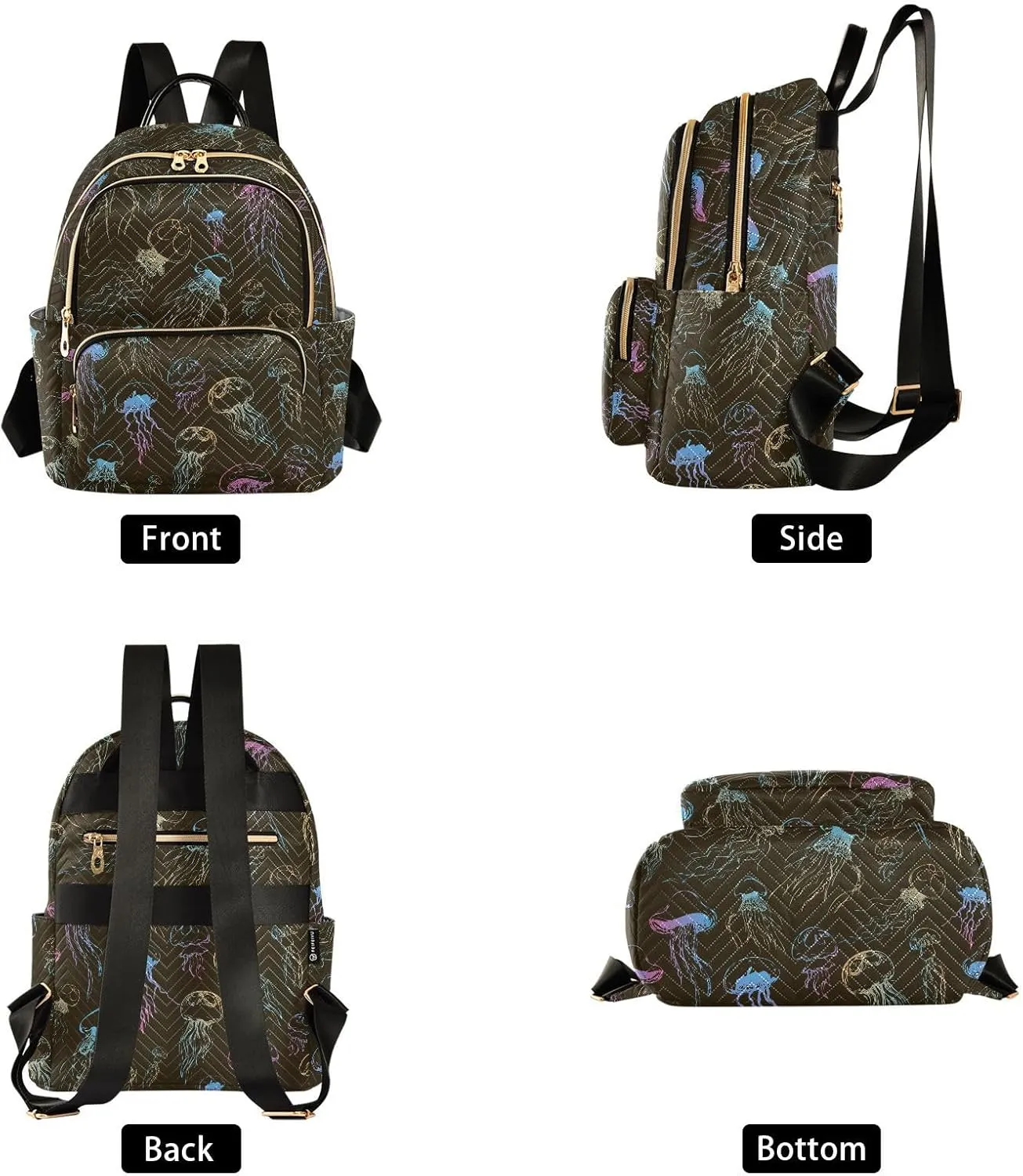 ALAZA Jellyfish with Stinging Cells Float in Space Women Backpack Purse Shoulder Bag