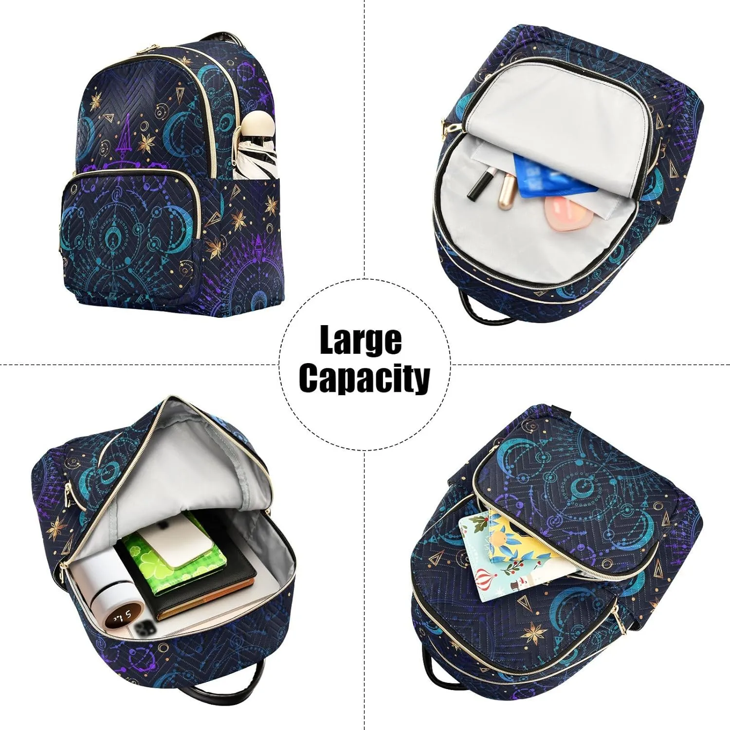 ALAZA Moon Star Witchy Blue & Purple Mini Backpack Purse for Women Travel Bag Fashion Daypack Back Pack Shoulder Bag