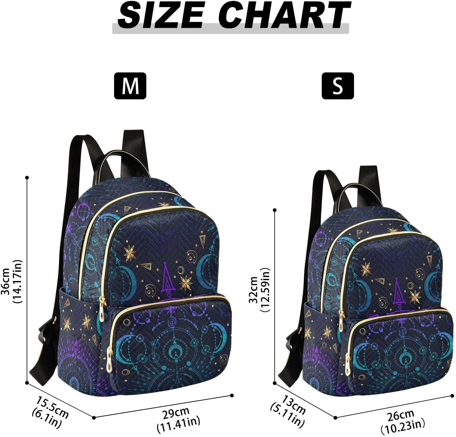 ALAZA Moon Star Witchy Blue & Purple Mini Backpack Purse for Women Travel Bag Fashion Daypack Back Pack Shoulder Bag
