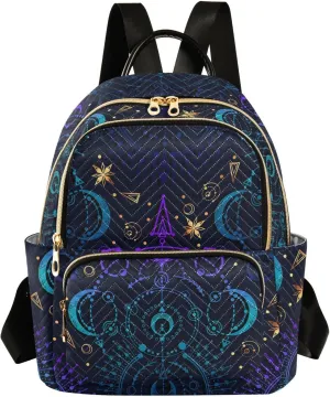 ALAZA Moon Star Witchy Blue & Purple Mini Backpack Purse for Women Travel Bag Fashion Daypack Back Pack Shoulder Bag
