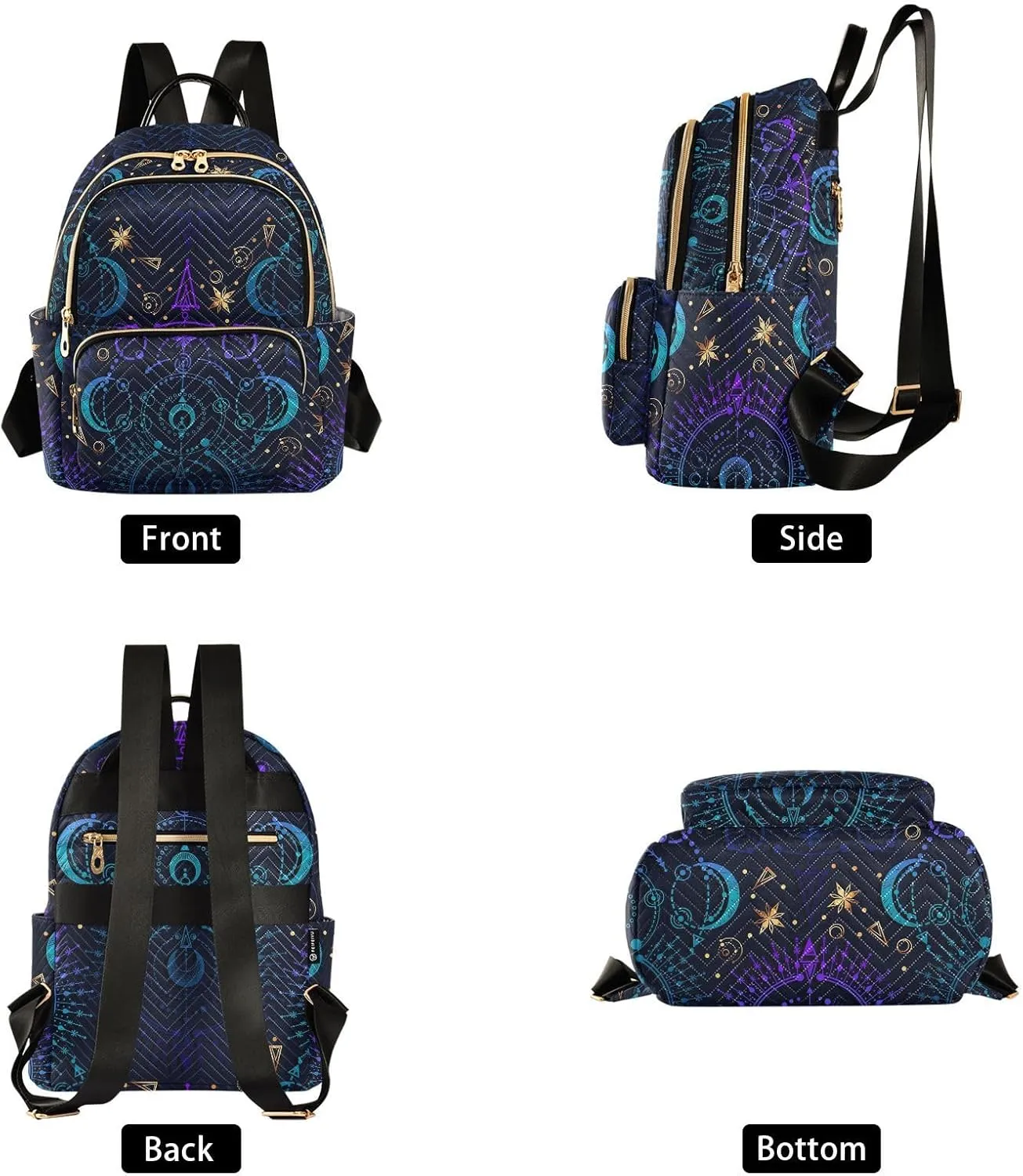 ALAZA Moon Star Witchy Blue & Purple Mini Backpack Purse for Women Travel Bag Fashion Daypack Back Pack Shoulder Bag