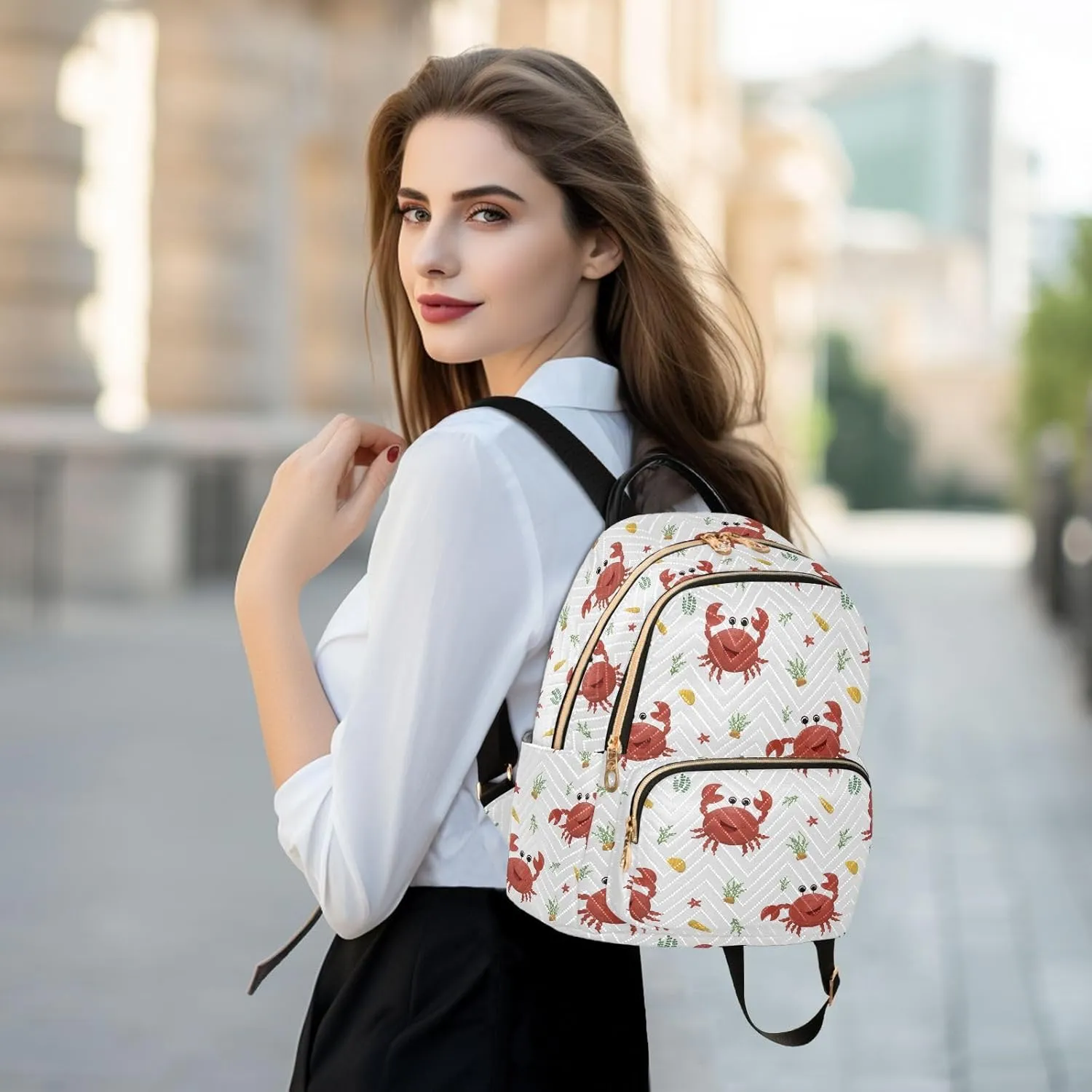 ALAZA Rabs Shells and Algae Women Backpack Purse Shoulder Bag