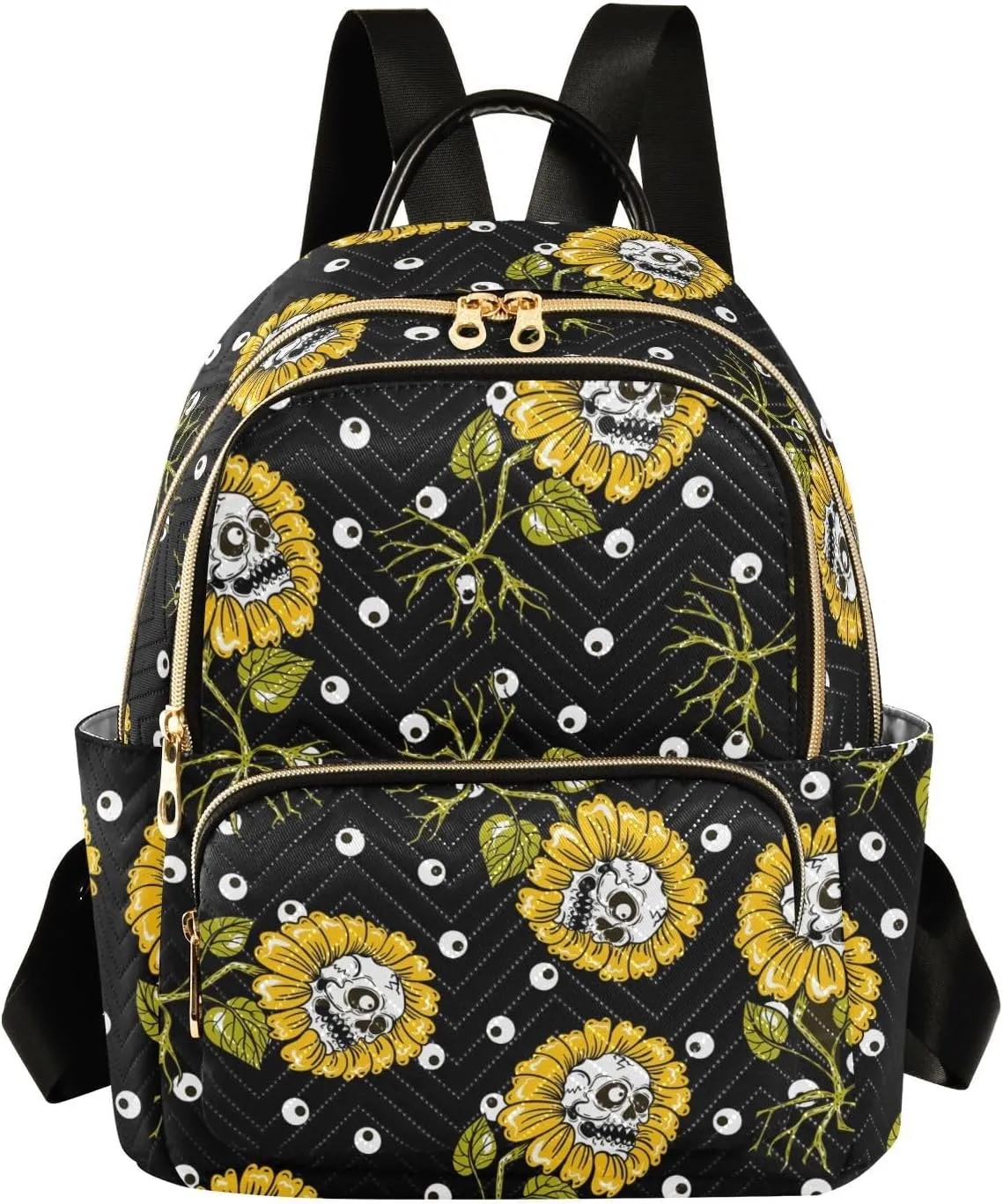 ALAZA Sunflowers Skulls Eye Ball Small Backpack Purse for Women Travel Bag Fashion Daypack Back Pack Shoulder Bag