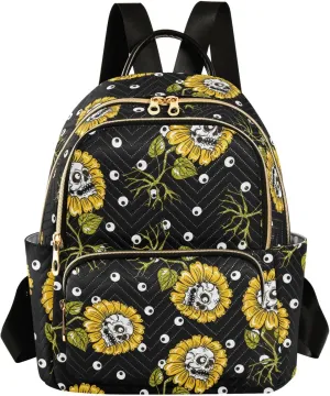 ALAZA Sunflowers Skulls Eye Ball Small Backpack Purse for Women Travel Bag Fashion Daypack Back Pack Shoulder Bag