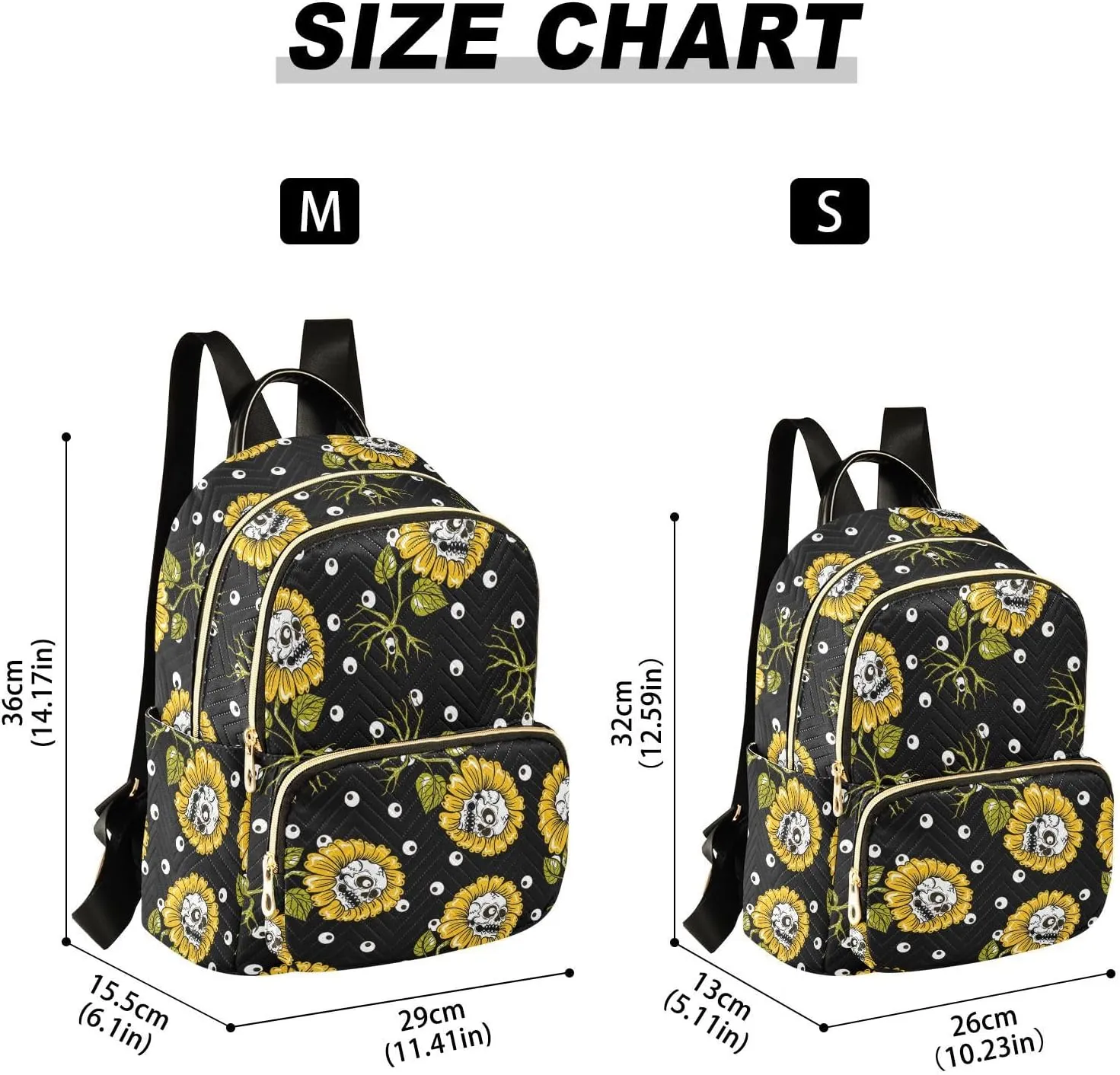 ALAZA Sunflowers Skulls Eye Ball Small Backpack Purse for Women Travel Bag Fashion Daypack Back Pack Shoulder Bag