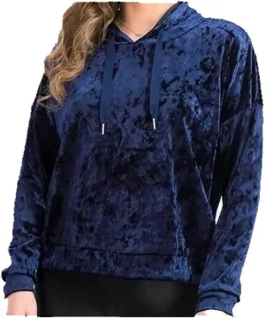 Alfani Women's Velvet Sleep Hoodie, Midnight Velvet, Small