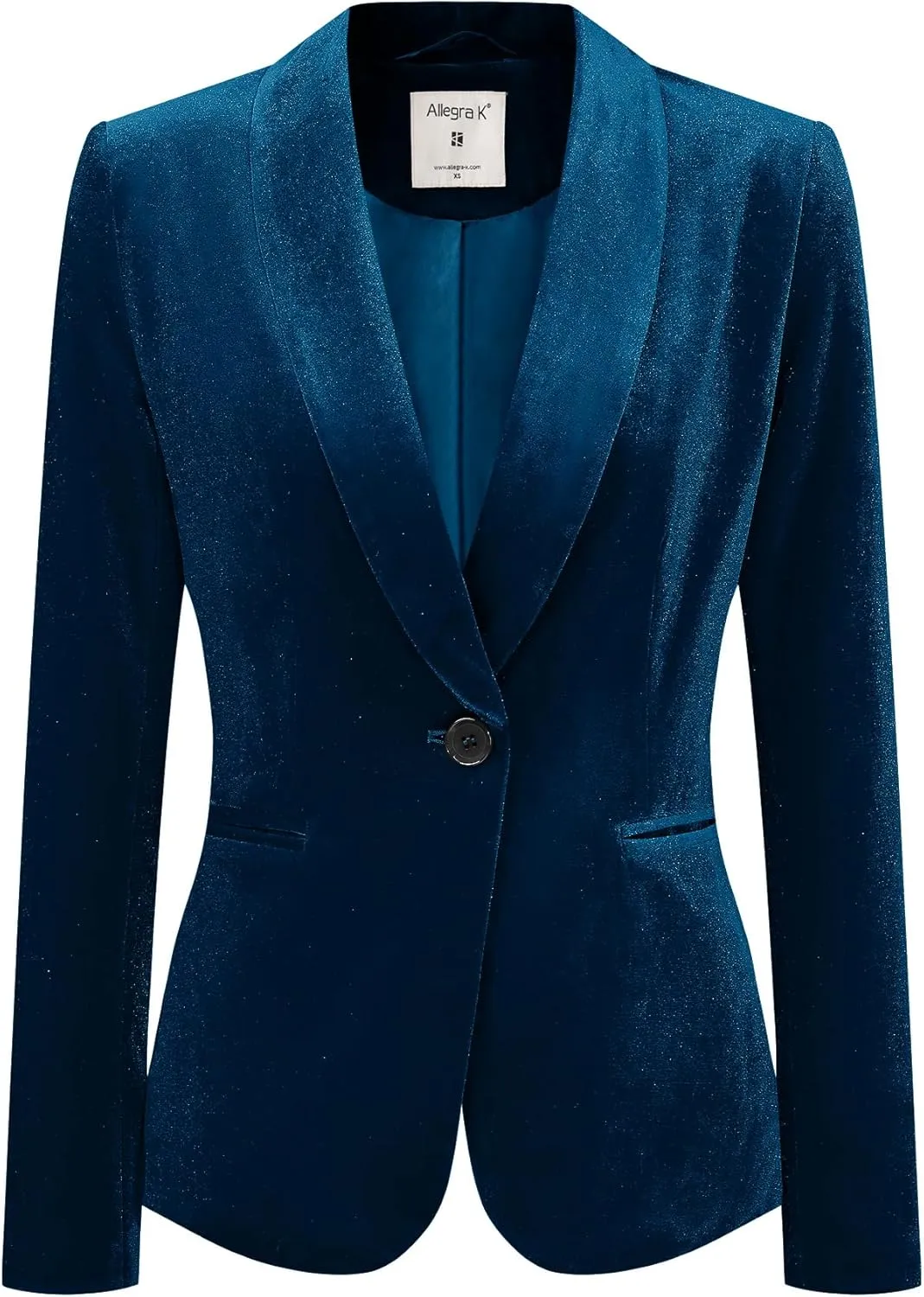 Allegra K Women's Halloween Christmas Office Coat Solid Shawl Collar 1 Button Velvet Blazer