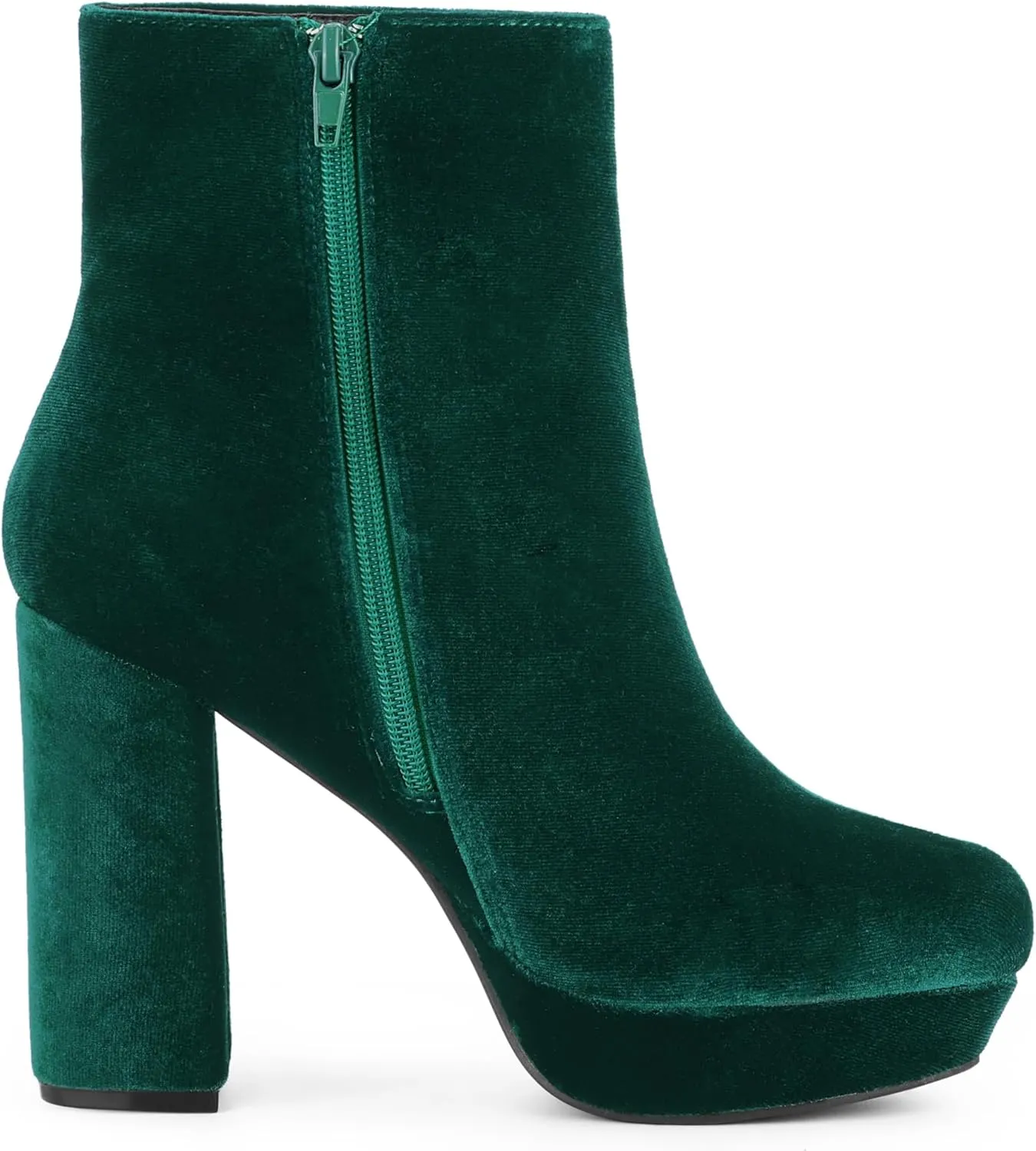 Allegra K Women's Platform Block Heels Faux Velvet Ankle Boots