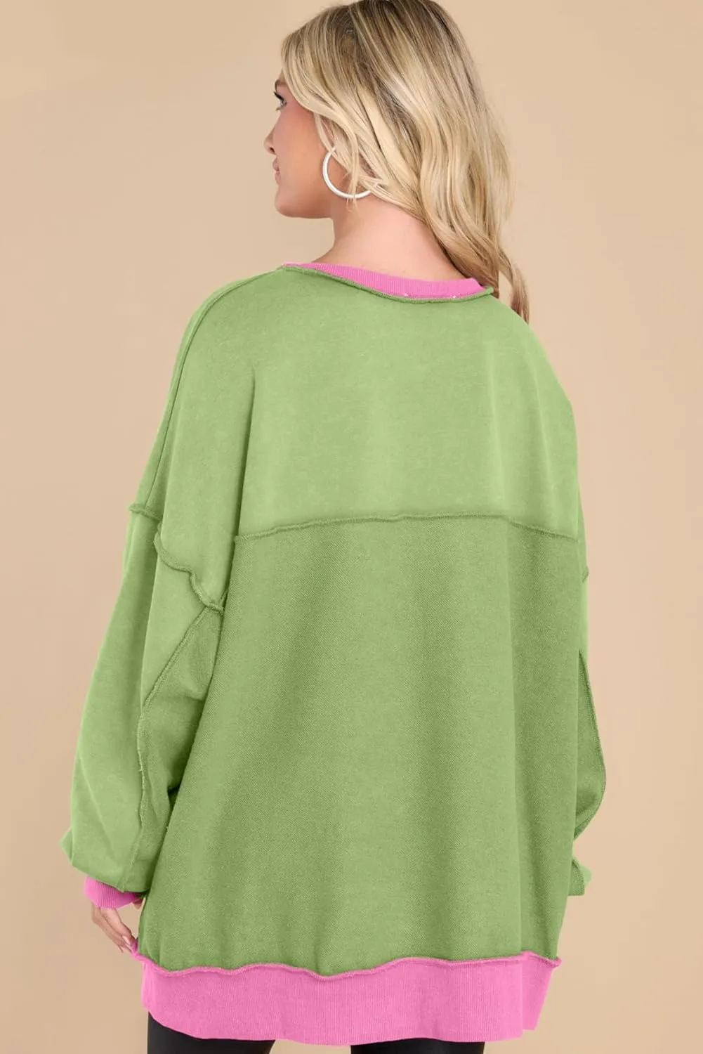 AlvaQ Women's Oversized Sweatshirt Casual Long Sleeve Button Henley Neck Pullover Tunic Tops Outfits