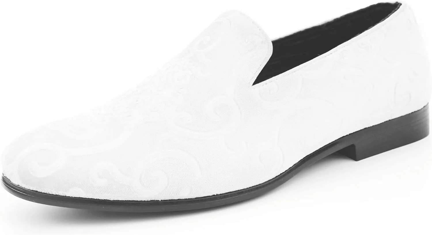 Amali King - Men's Slippers - Mens Loafers - Designer Shoes for Men - Tuxedo Shoes - Velvet Loafers Men - Embossed Paisley Pattern, Satin Band and Trim