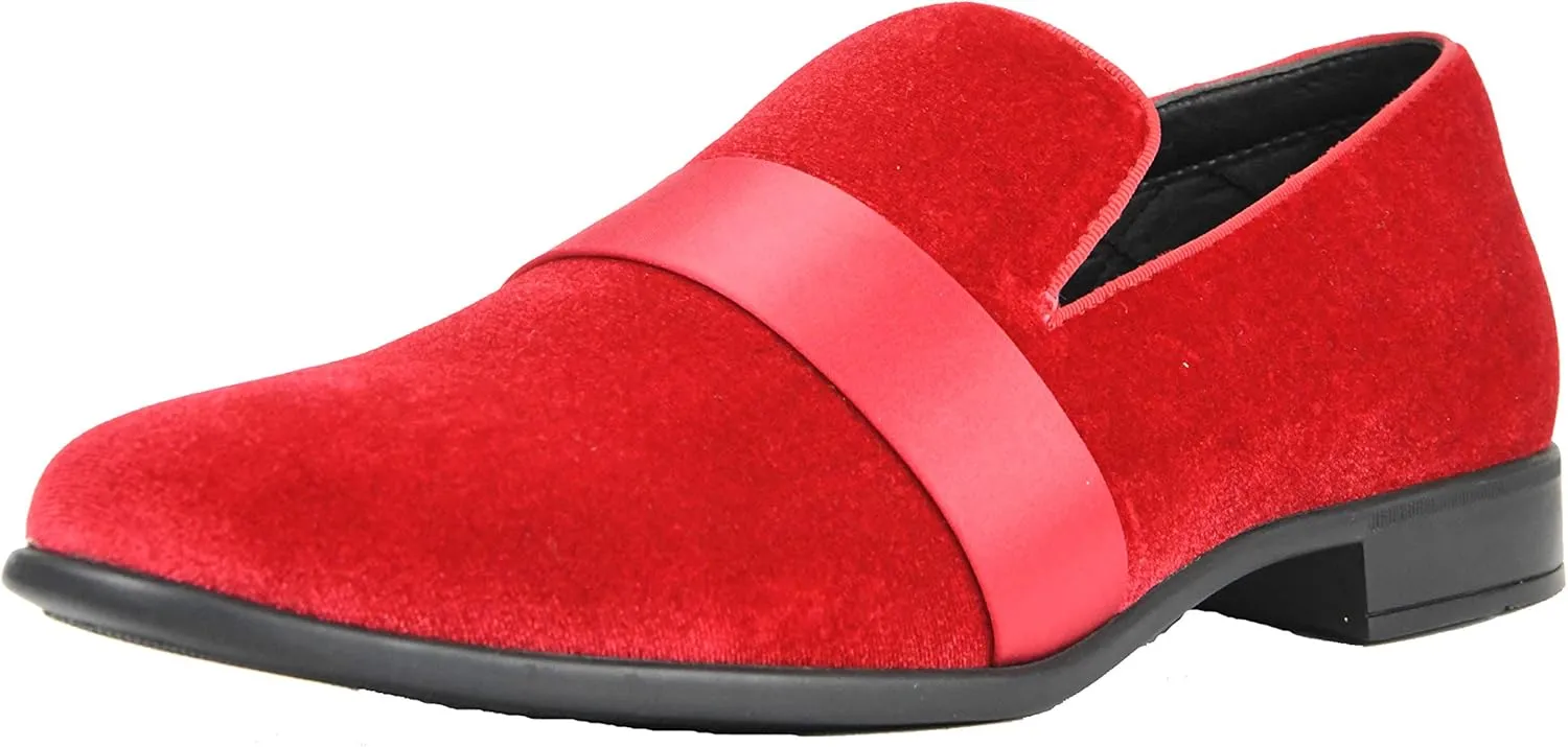 Amali King - Men's Slippers - Mens Loafers - Designer Shoes for Men - Tuxedo Shoes - Velvet Loafers Men - Embossed Paisley Pattern, Satin Band and Trim