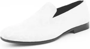Amali King - Men's Slippers - Mens Loafers - Designer Shoes for Men - Tuxedo Shoes - Velvet Loafers Men - Embossed Paisley Pattern, Satin Band and Trim