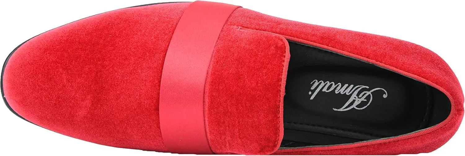 Amali King - Men's Slippers - Mens Loafers - Designer Shoes for Men - Tuxedo Shoes - Velvet Loafers Men - Embossed Paisley Pattern, Satin Band and Trim