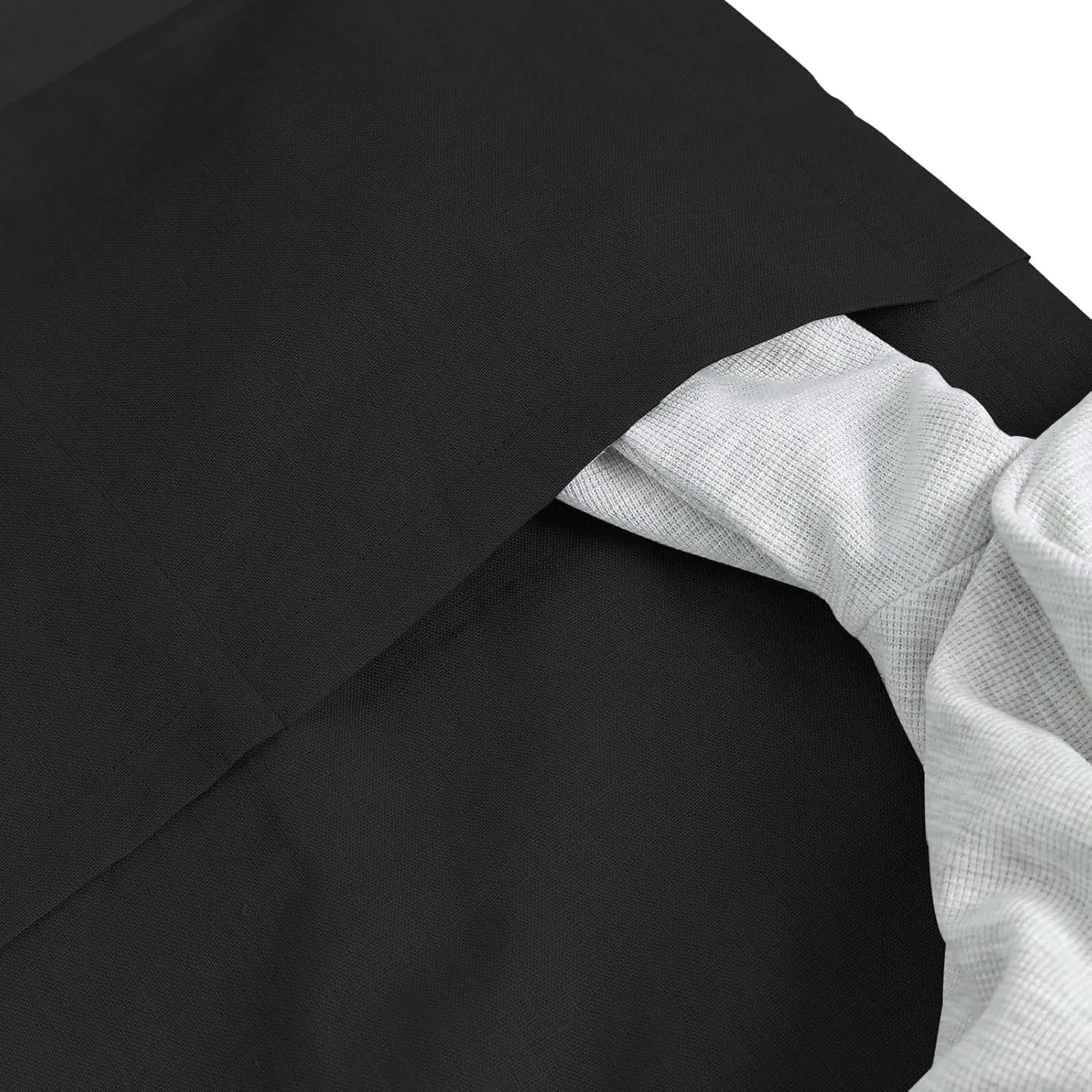Amazhiyu Pure Linen Over The Door Laundry Hanging Hamper Bag with Bottom Zipper and Pockets Black