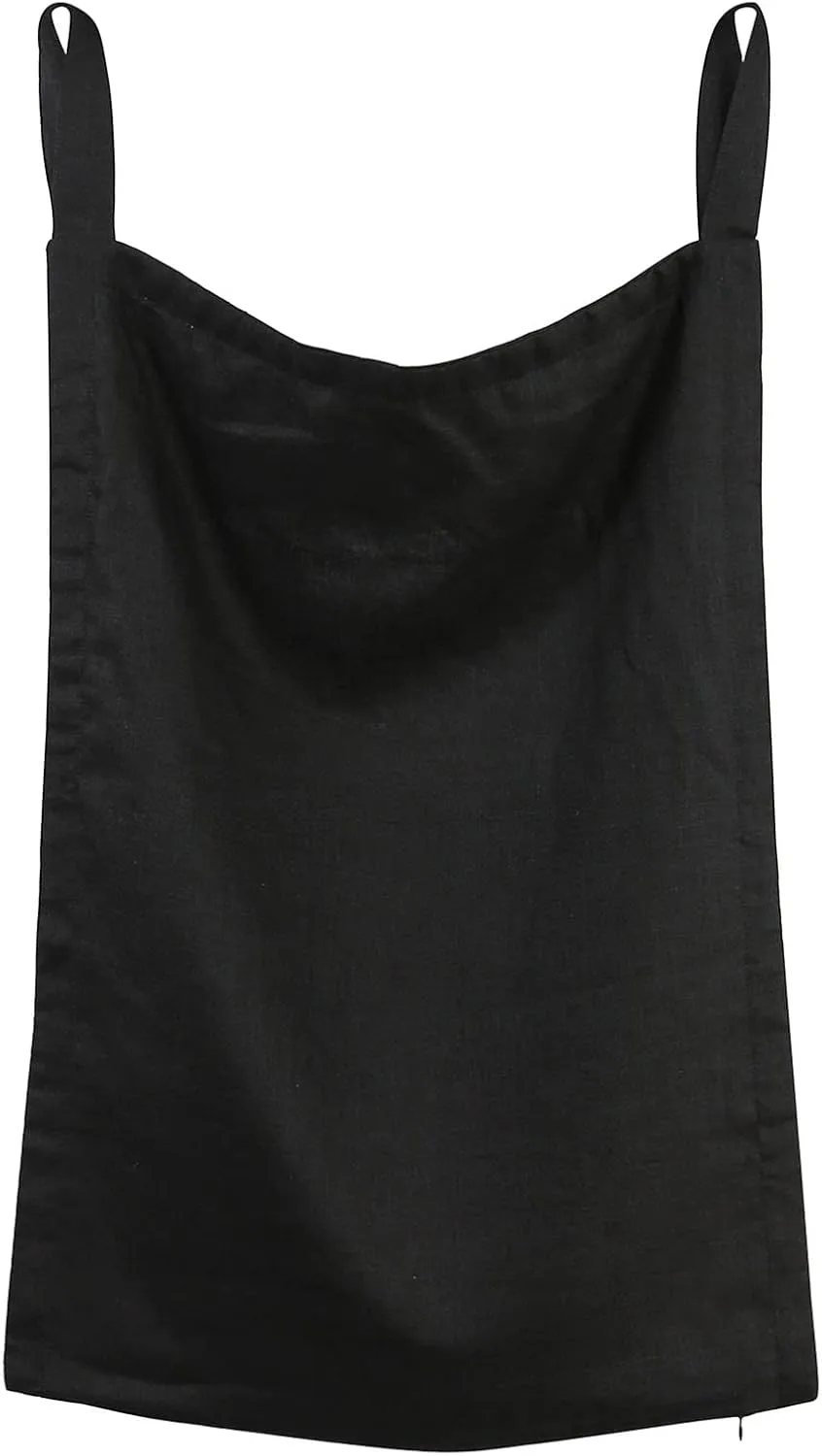 Amazhiyu Pure Linen Over The Door Laundry Hanging Hamper Bag with Bottom Zipper and Pockets Black
