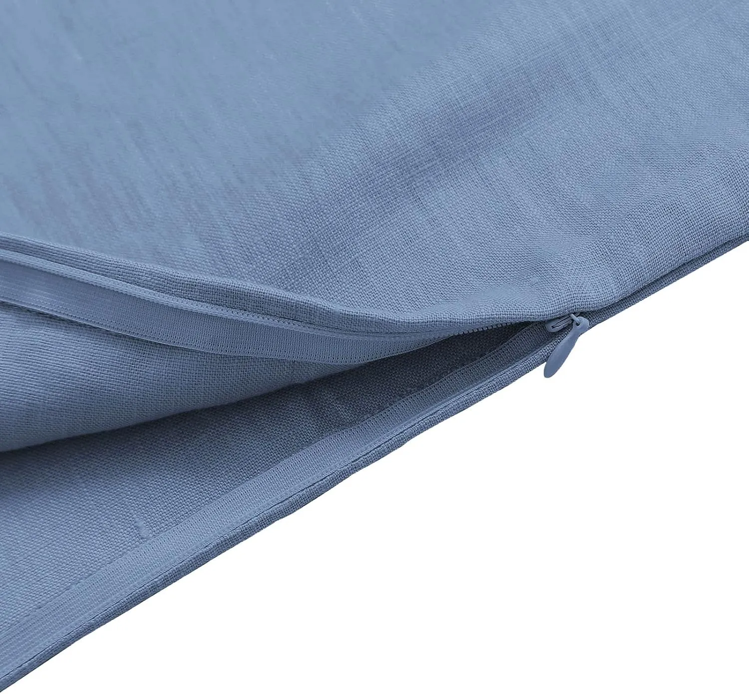 Amazhiyu Pure Linen Over The Door Laundry Hanging Hamper Bag with Bottom Zipper and Pockets Cyan Blue