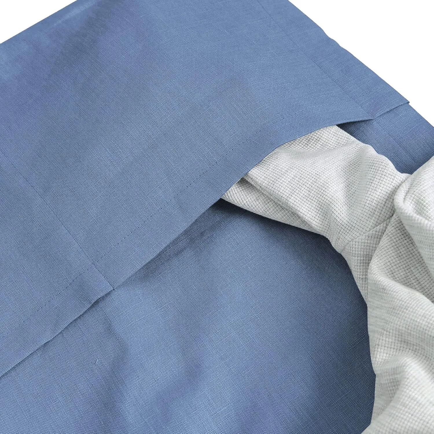 Amazhiyu Pure Linen Over The Door Laundry Hanging Hamper Bag with Bottom Zipper and Pockets Cyan Blue