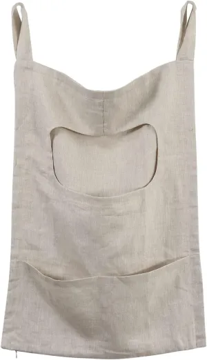 Amazhiyu Pure Linen Over The Door Laundry Hanging Hamper Bag with Bottom Zipper and Pockets Flax