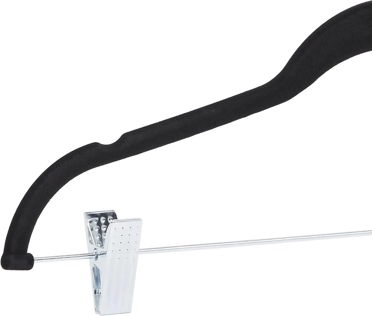 Amazon Basics Velvet, Non-Slip Skirt Clothes Hangers with Clips, Organize Pants and Skirts, Black/Silver, Pack of 50