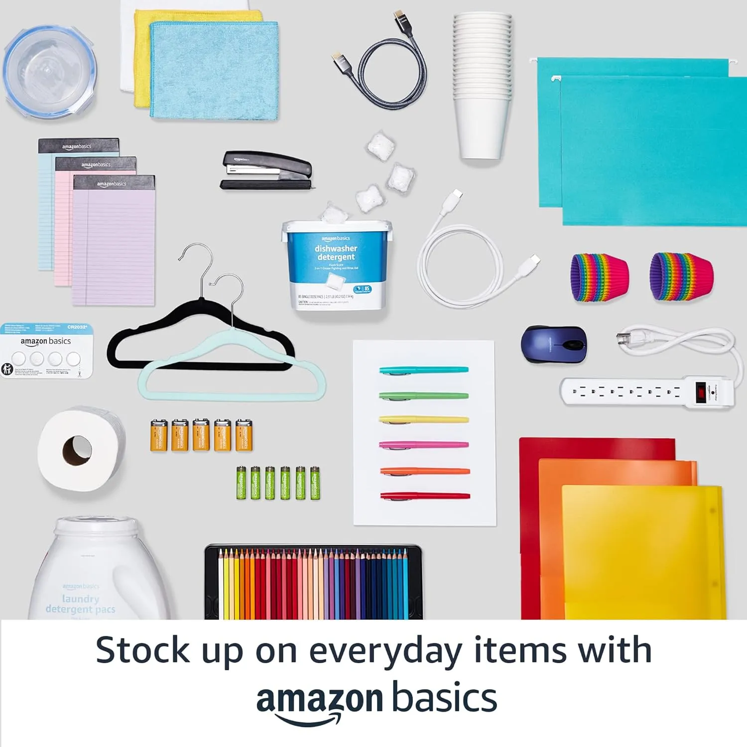 Amazon Basics Velvet, Non-Slip Skirt Clothes Hangers with Clips, Organize Pants and Skirts, Black/Silver, Pack of 50